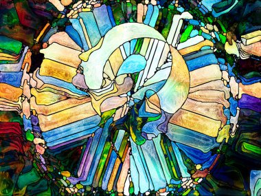 Vitray sonsuza dek serisi. Tasarım, yaratıcılık ve hayal gücü bir insan profili, simge ve renk desen için tasarlamak zemin çalışır