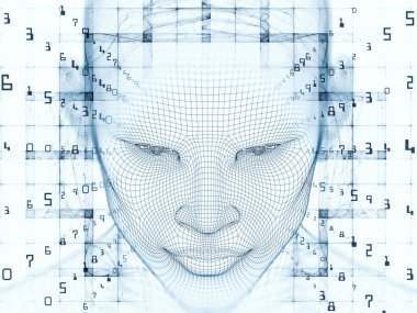 3D render - zihin alan serisi. Görsel olarak çekici zemin tel kafes insan modeli ve fraktal patters başkanı düzenleri yapay zeka, bilim ve teknoloji uygun yapılmış