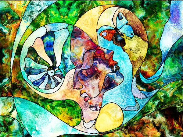 Stained Glass Forever Визуально Привлекательный Фон Цветных Фрагментов Шаблонов Формы — стоковое фото