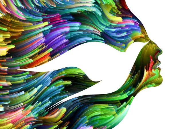 Vogelgezwitscher Design Aus Frauen Und Vogelprofil Ausgeführt Mit Bunter Farbe — Stockfoto