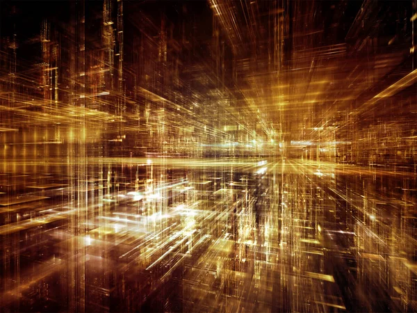 Digital City Serien Abstrakta Arrangemang Tre Dimensionell Fraktaler Och Lampor — Stockfoto