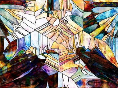 Vitray sonsuza dek serisi. Çizgiler, şekil ve renk desen tasarım, yaratıcılık ve hayal gücü konusunda anlaşma