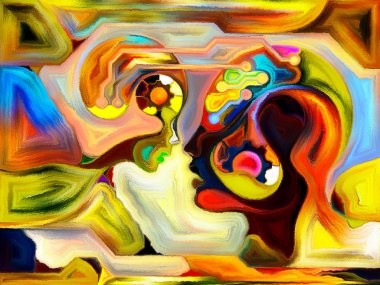 Lekeli Glass Forever serisi. Yapay zeka, bilgi, iletişim, eğitim ve birlik konularında organik desenlerle çizilmiş ağ bağlayıcı sembollere sahip yetişkin ve çocuk profilleri.