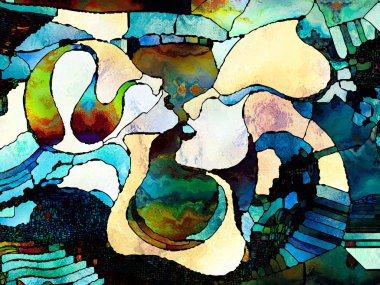 Lekeli Glass Forever serisi. Organik çizgilerle betimlenmiş insan profilleri iç yaşamların karmaşıklığını, çeşitliliğini ve birliği simgeliyor..