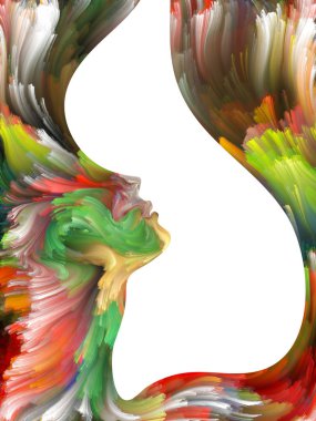 Boya serisi yüz. Sanat, hayal gücü, yaratıcılık ve feminizm konusunda renkli insan portre düzenleme