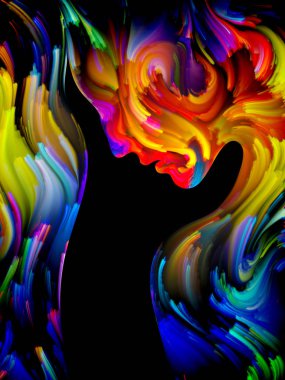 Boya serisi yüz. Renkli insan portre sanat, hayal gücü, yaratıcılık ve feminizm projelerde için uygun bir zemin olarak kompozisyonu