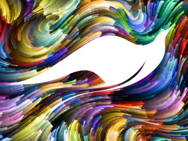 Uçuş boya serisi. Hayal gücü, sanat ve tasarım konusunda canlı boya ile yürütülen uçan kuş profili.