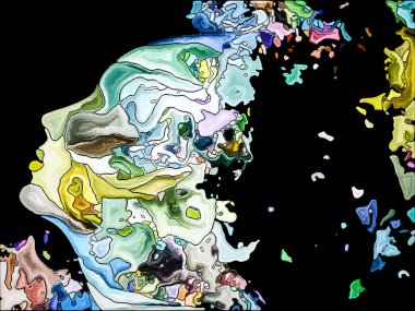 İnsan Apart serisi. Tasarım projeleri için fon olarak hizmet etmek için baş profil ve canlı boya şekiller yapılmış sanat, Maneviyat ve tasarım ile ilgili