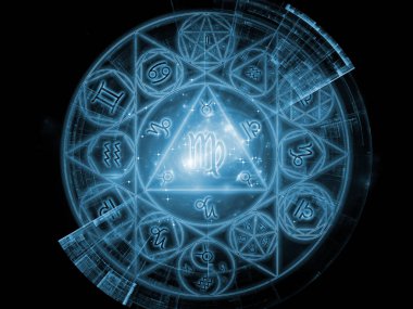 Astral bağlantı serisi. Magic, kutsal, gizli ve Astroloji zodyak ve fraktal geometri semboller arka plan kompozisyonu