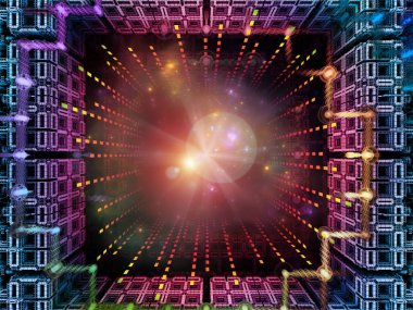 Boyutlar serisinin yapısı. Fraktal, matematiksel ve geometrik elementlerin bilim, eğitim ve modern teknoloji konularındaki 3D çizimi