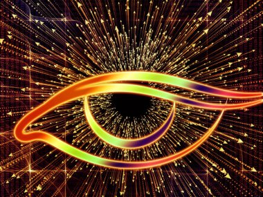 Bilgi Gözü serisi. Göz simgesi ve oktan yapılmış görsel çekicilik bilim, eğitim ve modern teknolojinin yerleşimlerine uygundur.