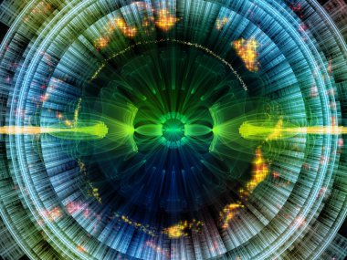 Dalga Fonksiyonu serisi. Ses eşitleyici, müzik spektrumu ve kuantum olasılığı üzerine tasarımınızı tamamlamak için renkli sinüs titreşimleri, ışık ve fraktal elementlerin arkaplanı