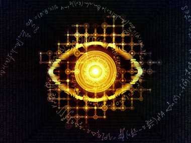 Bilgi serisi gözü. Göz simgesini, konu bilim, eğitim ve modern teknoloji numara formül ve hafif patlama etkileşimi