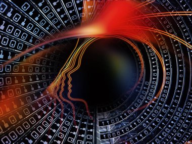 Adam ve numaraları serisi. Sanatsal soyutlama sembolik insan profili ve bilim, bilgi teknoloji ve eğitim konusunda basamak oluşur