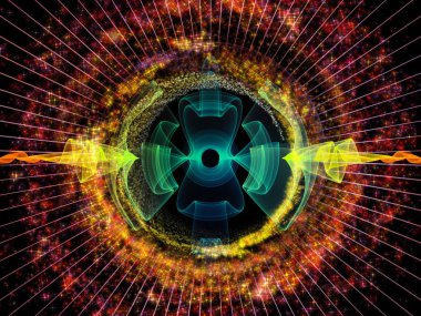 Dalga fonksiyonu serisi. Renkli sinüs titreşimler kompozisyon, ışık ve fraktal öğeleri ses ekolayzer, konu üzerinde müzik spektrum ve kuantum olasılık