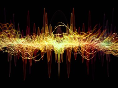 Dalga fonksiyonu serisi. Renkli sinüs titreşimler etkileşimi, ses ekolayzer, konu üzerinde öğeleri ışık ve fraktal müzik spektrum ve kuantum olasılık