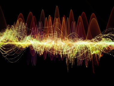 Dalga fonksiyonu serisi. Renkli sinüs titreşimler etkileşimi, ses ekolayzer, konu üzerinde öğeleri ışık ve fraktal müzik spektrum ve kuantum olasılık