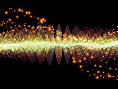 Dalga fonksiyonu serisi. Arka plan tasarımı renkli sinüs titreşimlerin, ses ekolayzer, konu üzerinde öğeleri ışık ve fraktal müzik spektrum ve kuantum olasılık
