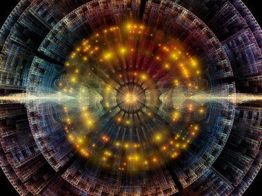 Dalga fonksiyonu serisi. Sanatsal soyutlama oluşan renkli sinüs titreşimleri, ışık ve fraktal öğeleri konu üzerinde ses ekolayzer, müzik spektrum ve kuantum olasılık