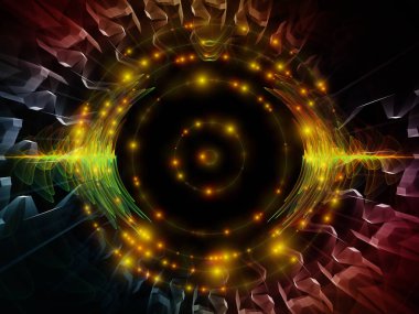 Dalga fonksiyonu serisi. Sanatsal soyutlama oluşan renkli sinüs titreşimleri, ışık ve fraktal öğeleri konu üzerinde ses ekolayzer, müzik spektrum ve kuantum olasılık