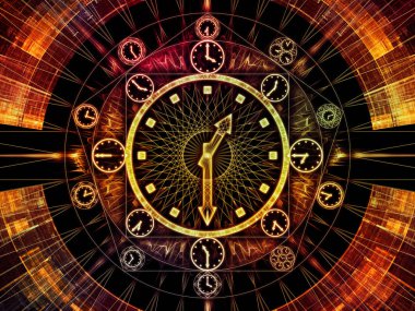 Saat serisi daireler. Arka plan tasarım saat semboller ve fraktal öğeleri bilim, eğitim ve tahmini konusu üzerinde