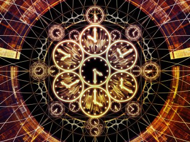 Saat serisi daireler. Tasarım saat sembolleri ve fraktal öğeleri bilim, eğitim ve tahmini konusunda bir metafor olarak oluşur