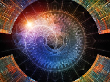 Geometri teknoloji serisi. Bilim, bilgi teknoloji ve eğitim konusunda teknolojik fraktal yapıların soyut tasarım yapılan