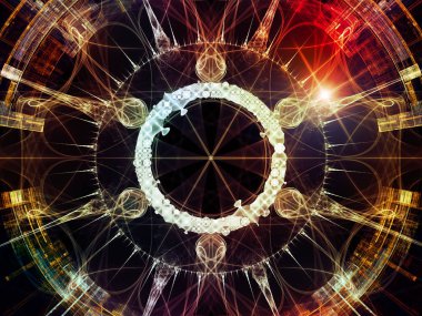 Geometri teknoloji serisi. Bilim, bilgi teknoloji ve eğitim konusunda teknolojik fraktal yapıların sanatsal soyutlama oluşur