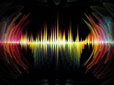 Dalga fonksiyonu serisi. Renkli sinüs titreşimlerin tasarlamak zemin, ışık ve fraktal elemanları üzerinde ses ekolayzer, Resimler için müzik spektrum ve kuantum olasılık