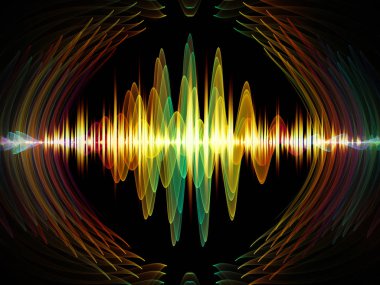 Dalga fonksiyonu serisi. Renkli sinüs titreşimlerin tasarlamak zemin, ışık ve fraktal elemanları üzerinde ses ekolayzer, Resimler için müzik spektrum ve kuantum olasılık