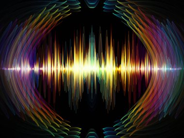 Dalga fonksiyonu serisi. Bileşimi renkli sinüs titreşimler, ışık ve ses ekolayzer, müzik projeleri için fon olarak hizmet etmek için fraktal öğeleri spektrum ve kuantum olasılık