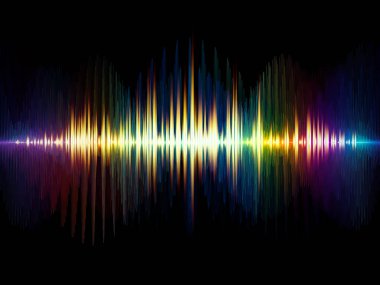 Dalga fonksiyonu serisi. Renkli sinüs titreşimlerin aranjman, ışık ve fraktal elemanları ses ekolayzer, projeler için fon olarak müzik spektrum ve kuantum olasılık