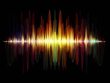 Dalga fonksiyonu serisi. Renkli sinüs titreşimleri soyut kompozisyon, ışık ve fraktal öğeleri için ses ekolayzer, projelerde müzik spektrum ve kuantum olasılık