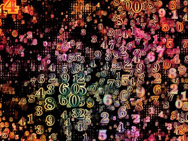 Numara dünya serisi. Basamak ve fraktal öğeleri bilim, eğitim ve modern teknoloji konuyla ilgili kompozisyon