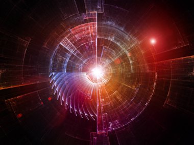 Geometri teknoloji serisi. Bilim, bilgi teknolojileri ve eğitim mecazi ilişkisi olan teknolojik fraktal yapıları kompozisyonu