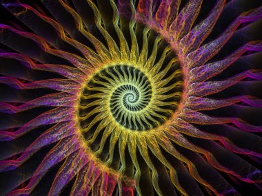 Sarmal geometri serisi. İplik girdap matematik, geometri ve bilim konusunda fraktal öğelerinin arka plan tasarımı