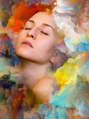 Dünya serisi. Duygular, duygular, iç dünya, yaratıcılık ve hayal gücü konularında kadın portresinin etkileşimi.