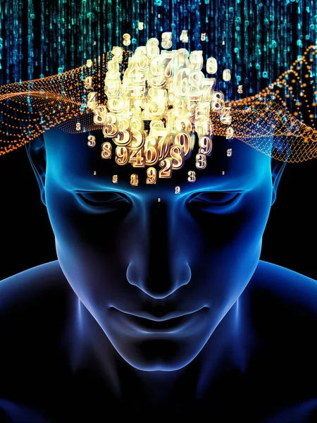 心シリーズの要素です 人間の頭と技術科学 心の力の主題のための記号の イラストレーション — ストック写真