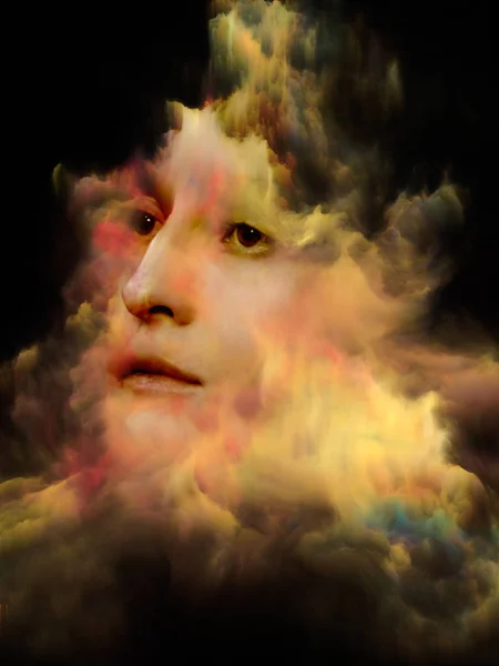 シリーズのための星雲です 想像力 内面世界と人間の心をテーマに女性の肖像画や宇宙星雲の配置 — ストック写真