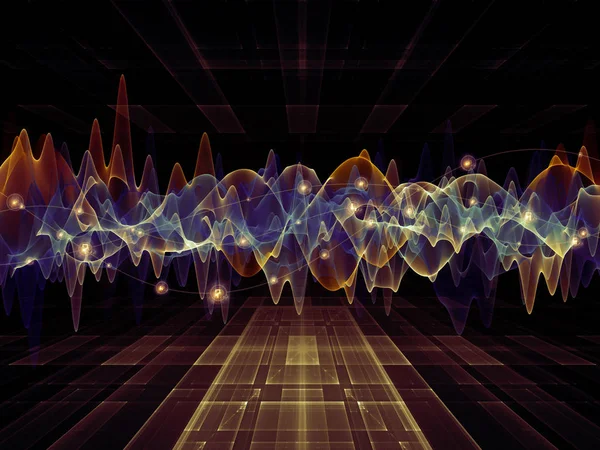 Wellenfunktionsreihe Hintergrund Aus Farbigen Sinusschwingungen Licht Und Fraktalen Elementen Zur — Stockfoto