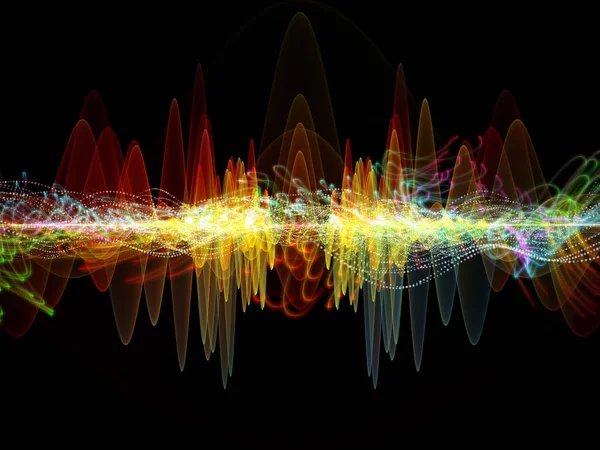 Серия Wave Function Взаимодействие Цветных Синусовых Вибраций Светлых Фрактальных Элементов — стоковое фото