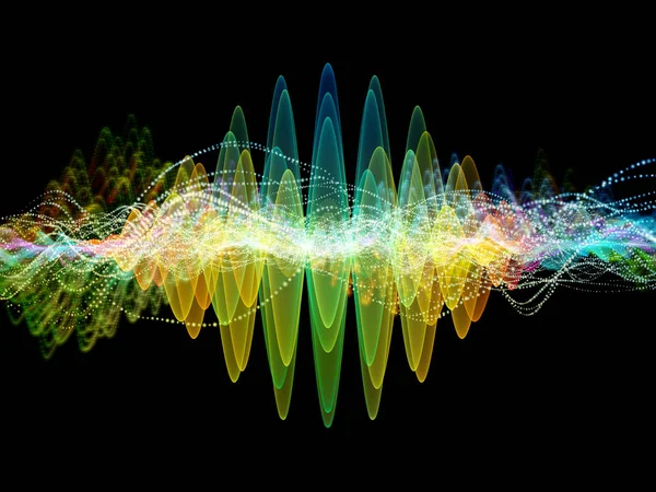 波動関数のシリーズ 色の正弦振動 音のイコライザー 音楽の件名上のフラクタルの要素のデザインを抽象的なスペクトルと量子確率 — ストック写真