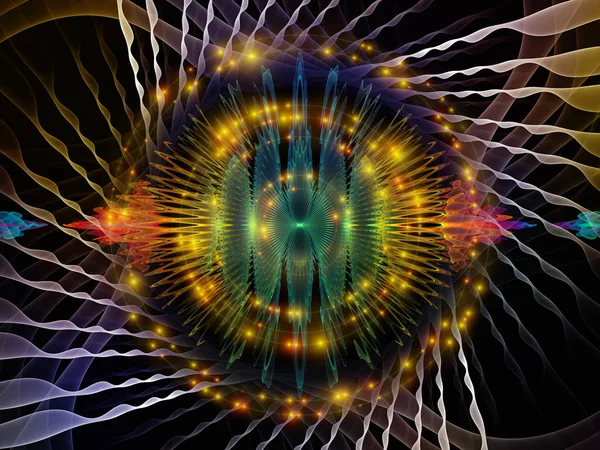 波函数系列 有色正弦振动 光和分形元素在声音均衡器 音乐频谱和量子概率方面的背景 — 图库照片