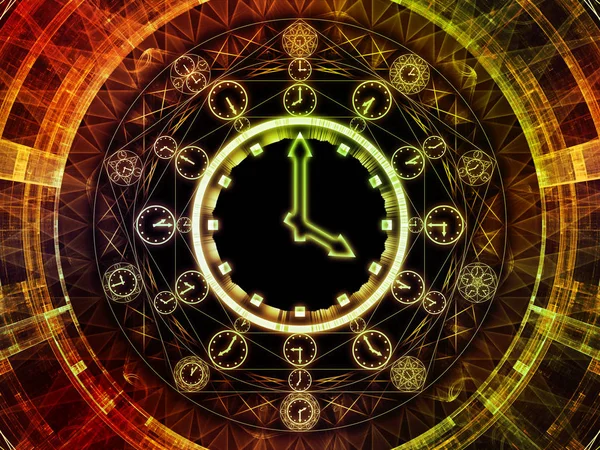 Circles Time Series Interplay Clock Symbols Fractal Elements Subject Science — Stock Photo, Image