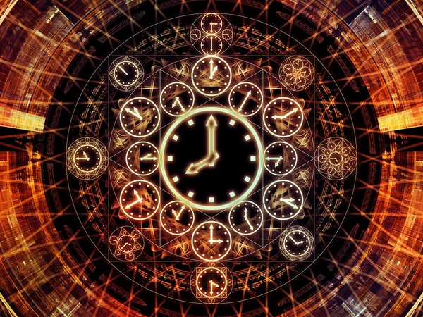 Círculos Serie Time Diseño Abstracto Hecho Símbolos Reloj Elementos Fractales — Foto de Stock