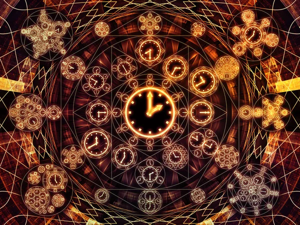 Circles Time Series Composition Clock Symbols Fractal Elements Suitable Backdrop — Stock Photo, Image