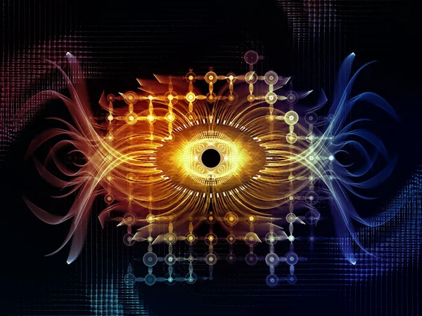 Eye Knowledge Series Fondo Del Icono Del Ojo Rejilla Fractal — Foto de Stock