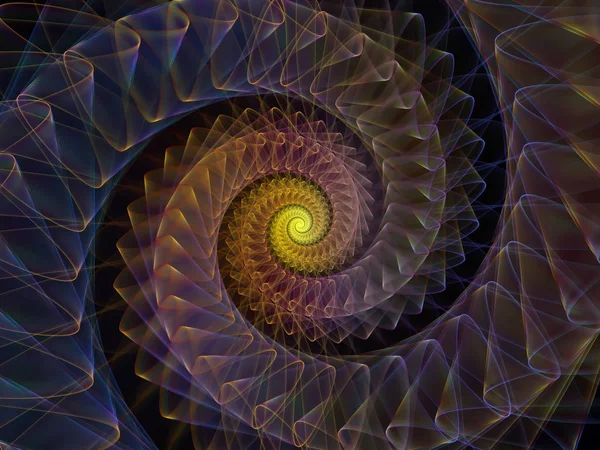 Spiral Geometri Serien Samspelet Mellan Spinning Virvel Fraktal Element Ämnet — Stockfoto