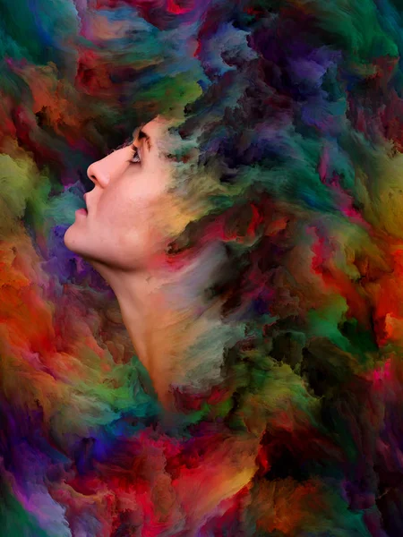 Ženská Světová Série Abstraktní Pozadí Ženského Portrétu Spojeného Pulzující Barvou — Stock fotografie