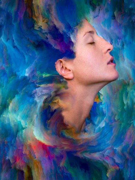 Series Design Made Female Portrait Fused Vibrant Paint Serve Backdrop — Stock Photo, Image